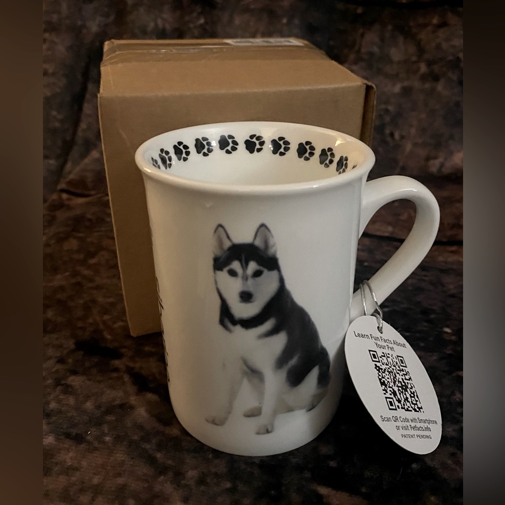 Dimension 9 Siberian Husky Dog Coffee Mug, White -New with Box & Hang Tag